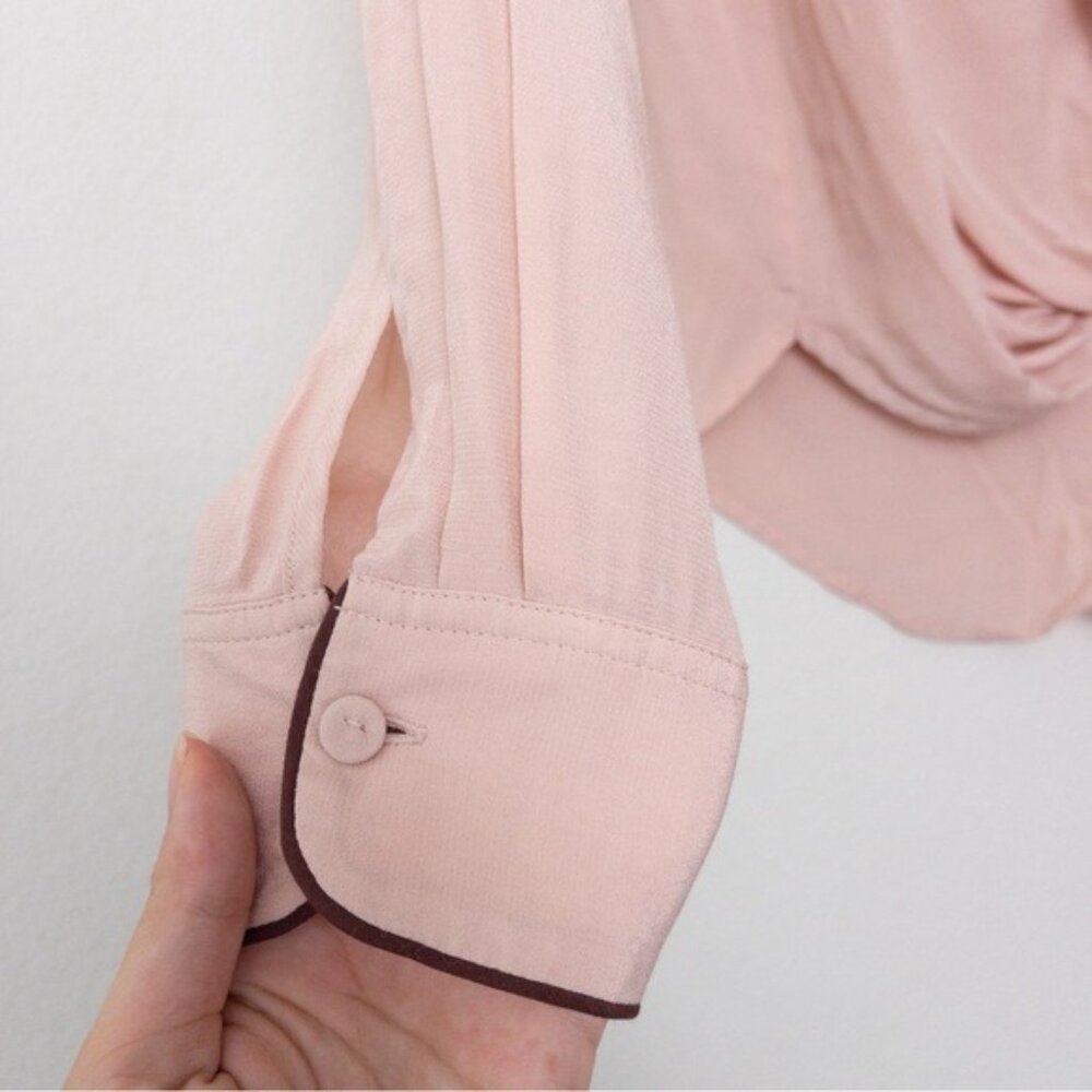 rag & bone Dean Drape Front Blouse Shirt S Dusty Rose Twist Faux Wrap - Picture 10 of 13